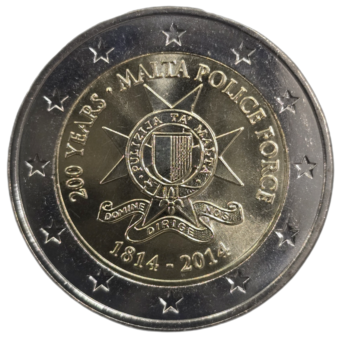 2 euros conmemorativa 200º Aniversario de la Fuerza Policial de Malta